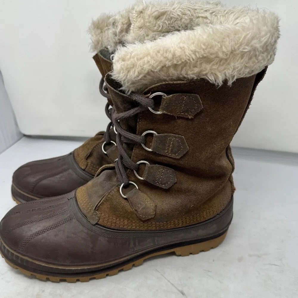 🔥Vintage‎ SOREL🤑Brown Suede Winter Pac Boots Made in USA Size 9 Steel Shank